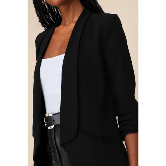Lulu's Black Lightweight Blazer Jacket - Picture 4 of 15